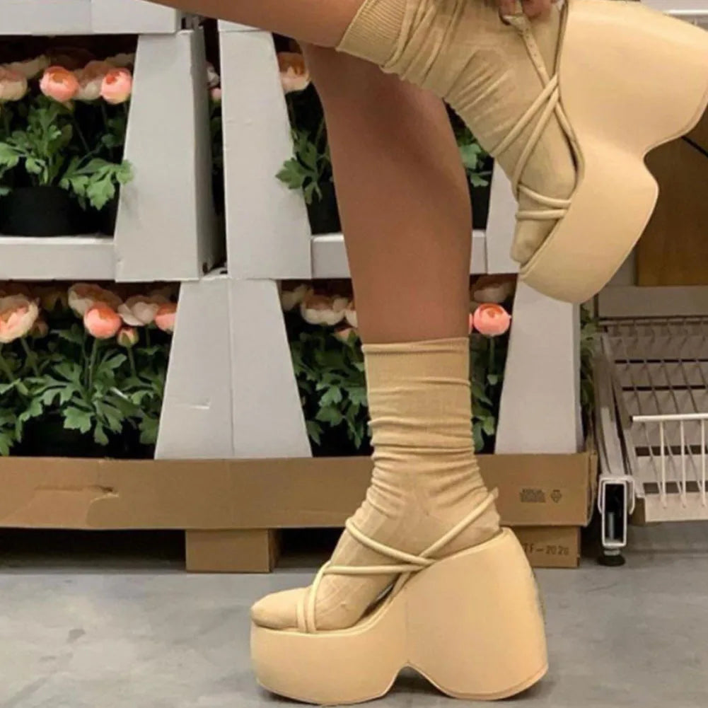 2025 Platform Brand Design Woman's Sexy Sandals Shoes Punk Wedges High Heels Comfy Leisure Woman Shoes Designer Sandalias