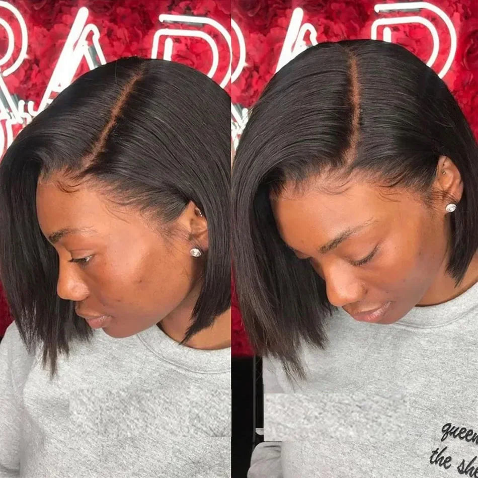 Bone Straight Bob Wig Human Hair 13x4 Lace Wigs Transparent Lace Human Hair Short Wig Pre Plucked 200% Density For Women