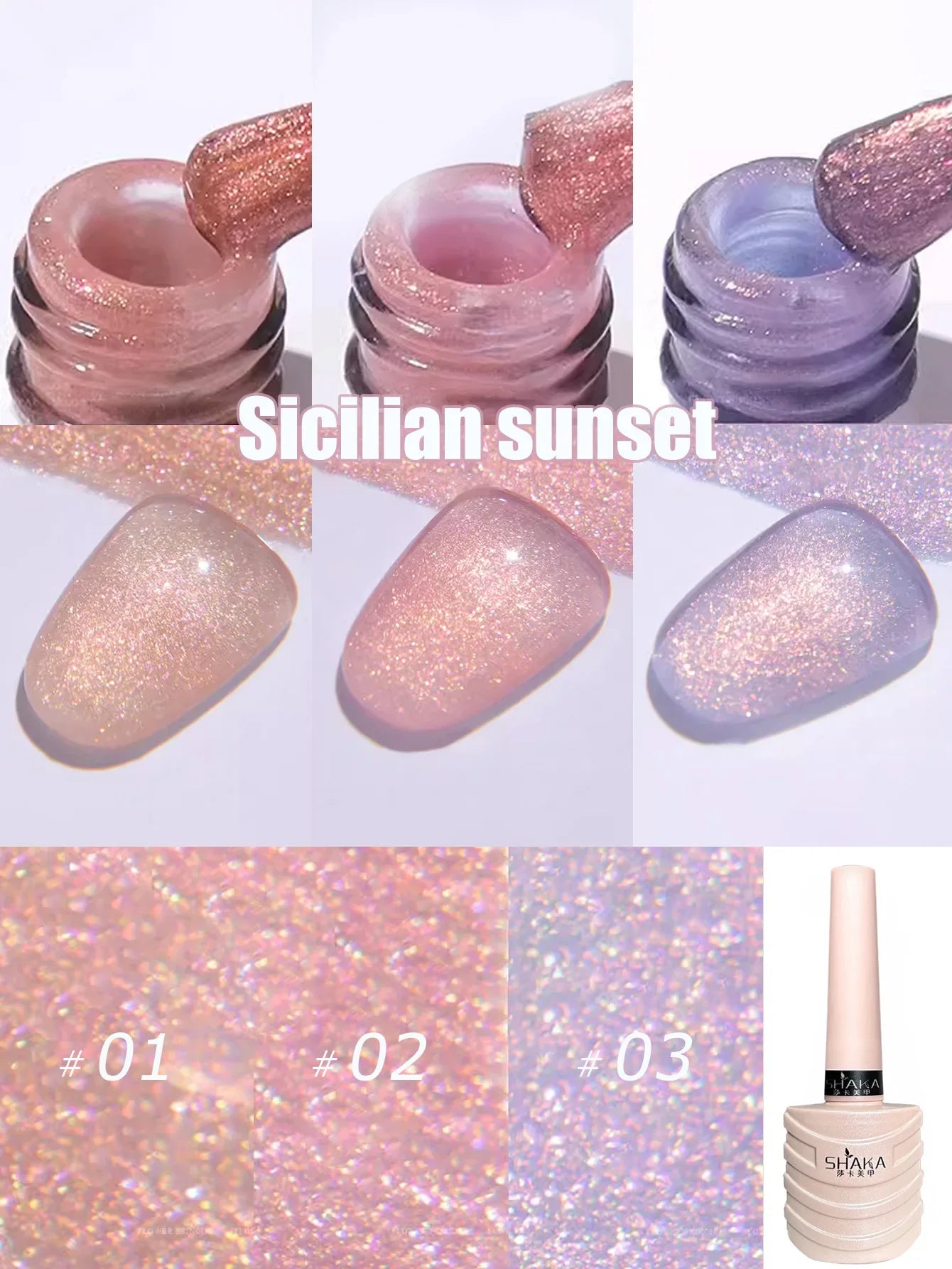 1-3pcs PSK 2025 New Whitening Purple Glass Beads Starry Crystal Nail Art Purple Glass Bead Cat Eye Gel Nail Polish Nail Supplies