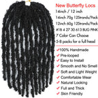 Butterfly Locs Crochet Hair 12 inch Handmade Butterfly Soft Locs Crochet Hair Extensions Synthetic Braiding Hair 12Strands/pack