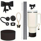 9pcs Accessories for Stanley 40oz Tumbler Cup Spill Proof Stopper 10mm Straw Cover Cap Silicone Boot Charm Chain Straw and Brush