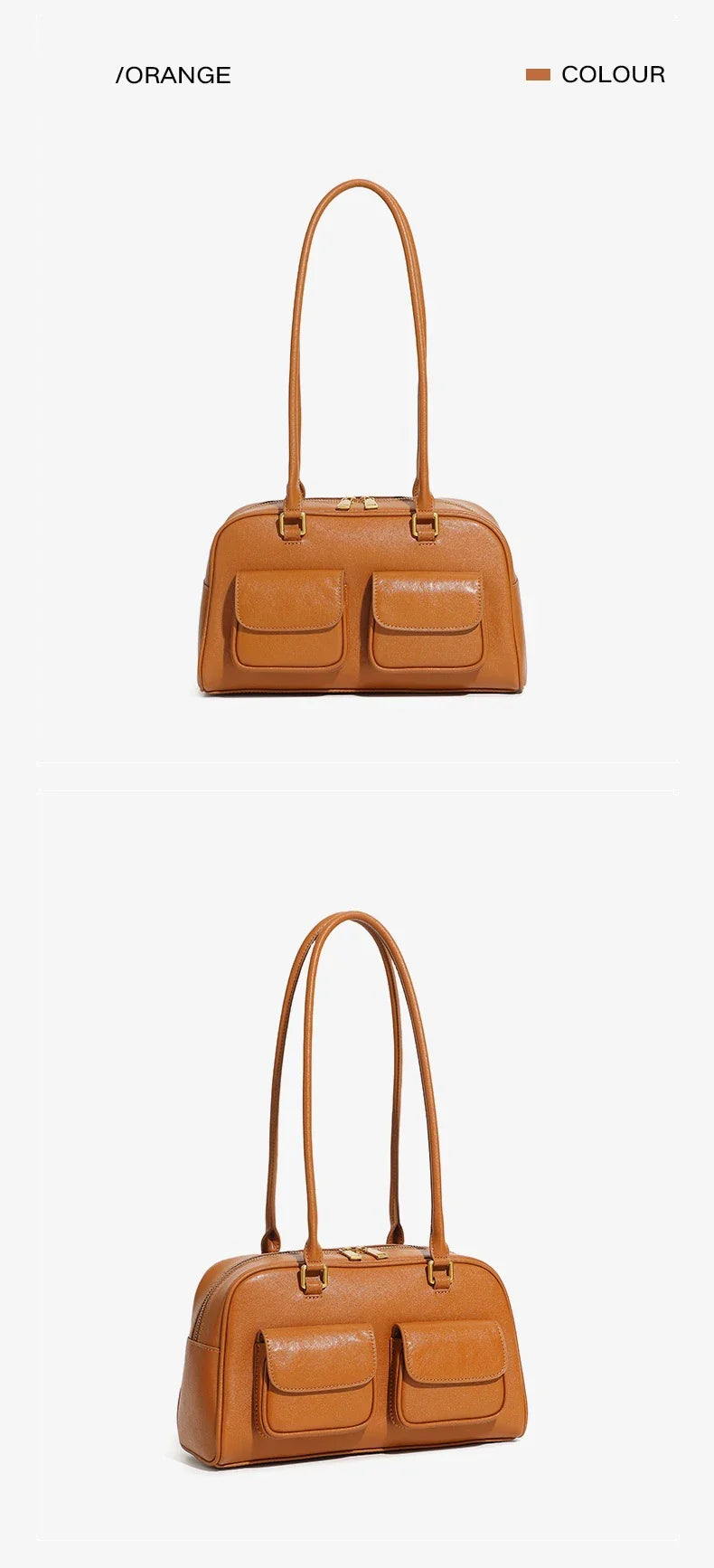 Burminsa Cowhide Genuine Leather Underarm Shoulder Bags For Women 2025 Luxury Designer Korean Bowling Tote Work Ladies Handbags