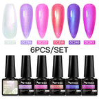 6PCS/SET Glitter Bright Pink Peach Gel Nail Polish Kit Spring Colorful Semi Permanent Soak Off Art UV Gel Varnish For Manicure
