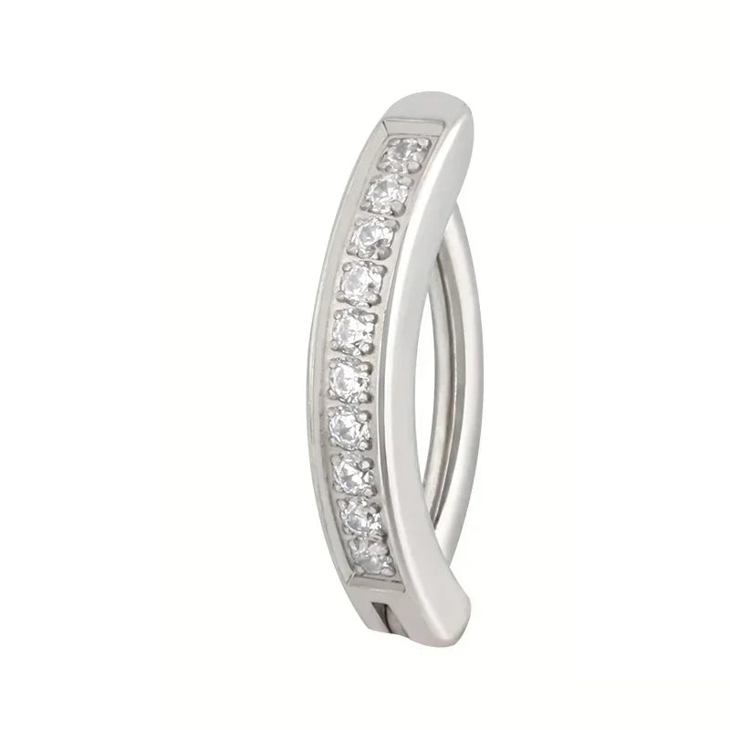 ASTM F136 Titanium PIERC Reverse Curved Clicker Navel Barbell Shiny CZ Sexy Belly Button Rings Bellybutton Sexy Piercing Jewelry