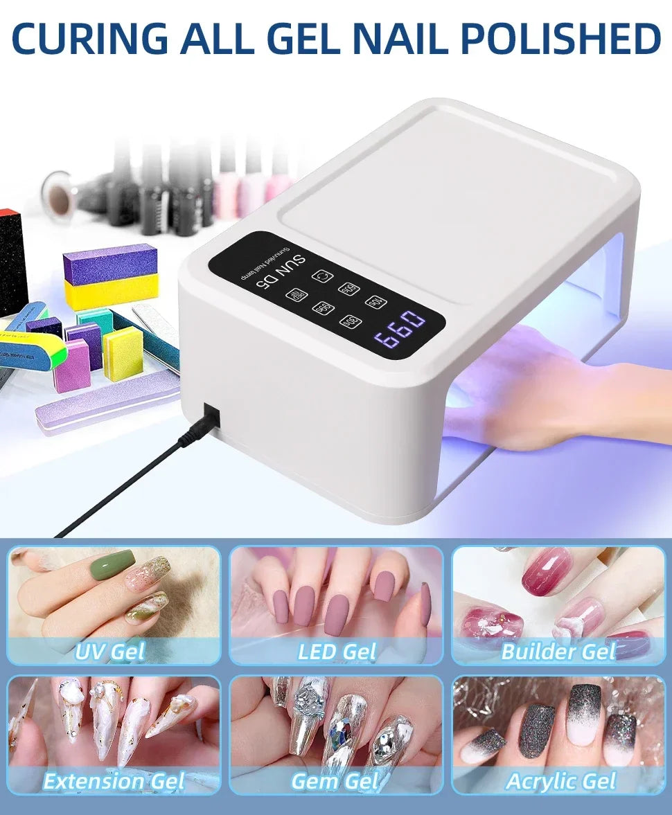 140 Beads Professional UV LED Nail Lamp For Nails 480W Fast Curing Gel Polish Lamp With LCD Display Screen Smart Sensor