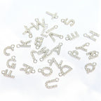 10pcs /26pcs pieces silver English letters drill metal pendant DIY fashion necklace bag pendant earrings material