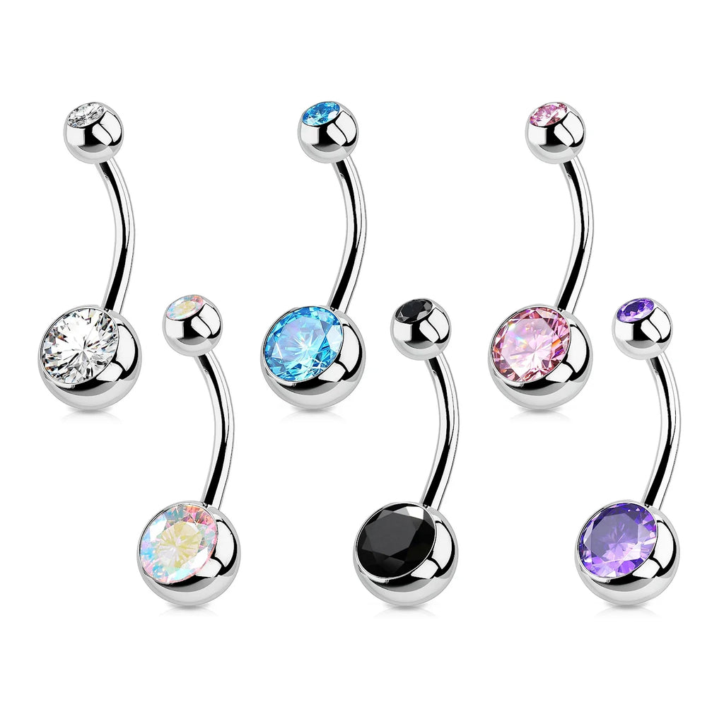 1PC G23 Titanium Crystal Gem Curved Barbell Rings Belly Button Navel Rings Piercings Nombril Ombligo Piercing Charming Jewelry