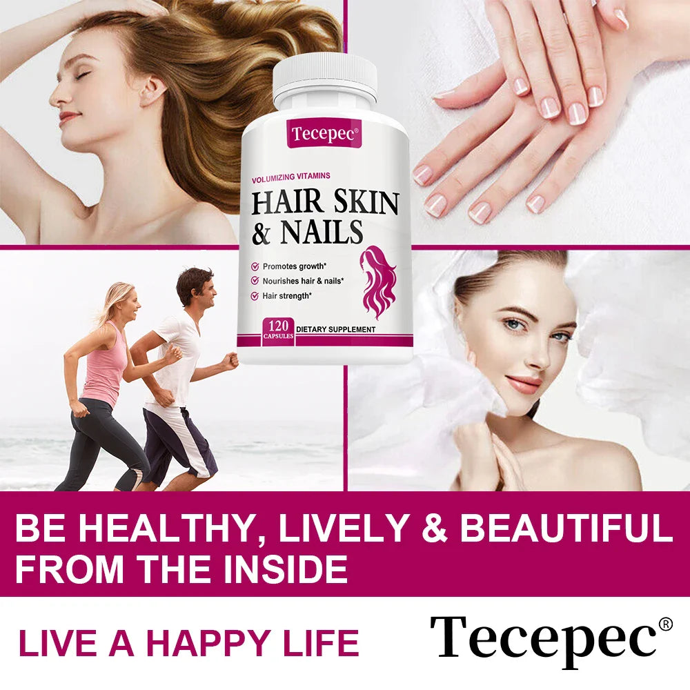 Hair Skin & Nails Vitamin Capsules - with Biotin and Collagen, Nutritional Supplement for Men and Women, Non-GMO, Gluten-Free