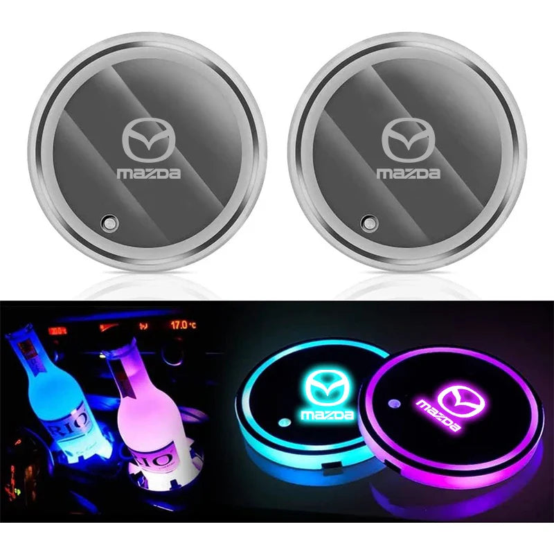 2PCS Car LED Water Cup Mat Drink Holder For Mazda MS Speed CX4 Atenza Axela MX5 CX7 CX5 CX9 RX8 CX30 Bt50