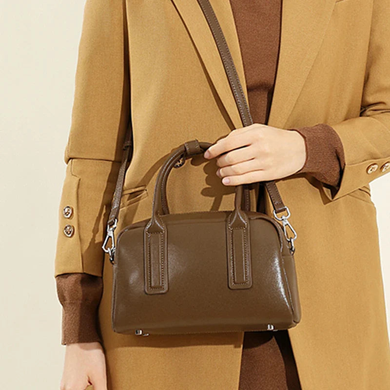 Burminsa Vintage Genuine Leather Pillow Small Shoulder Bags For Women 2025 Luxury Designer Crossbody Purses Tote Ladies Handbags