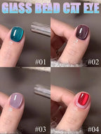 1-3pcs PSK 2025 New Whitening Purple Glass Beads Starry Crystal Nail Art Purple Glass Bead Cat Eye Gel Nail Polish Nail Supplies
