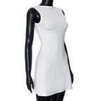 Elegant Sleeveless Backless Slim Fit Mini Dress Women Chic Round Collar A-line Short Dress 2025 Ruffle Edge Casual Dresses