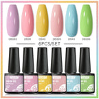 6PCS/SET Glitter Bright Pink Peach Gel Nail Polish Kit Spring Colorful Semi Permanent Soak Off Art UV Gel Varnish For Manicure