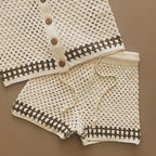 2025 Summer New Baby Short Sleeve Hollow Knit Cardigan Solid Infant Girl Coat Cotton Toddler Boys Knitted Jacket Kids Clothes