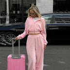 Autumn Winter Casual Two Piece Set Women Street Trend Long-sleeved Hooded Cardigan Sexy Waist Waist Elastic Trousers Tracksuit