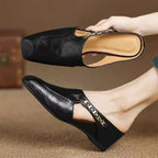 2025 New Retro Style Baotou Women's Sandals Half Slippers Square Toe Inside Heightening