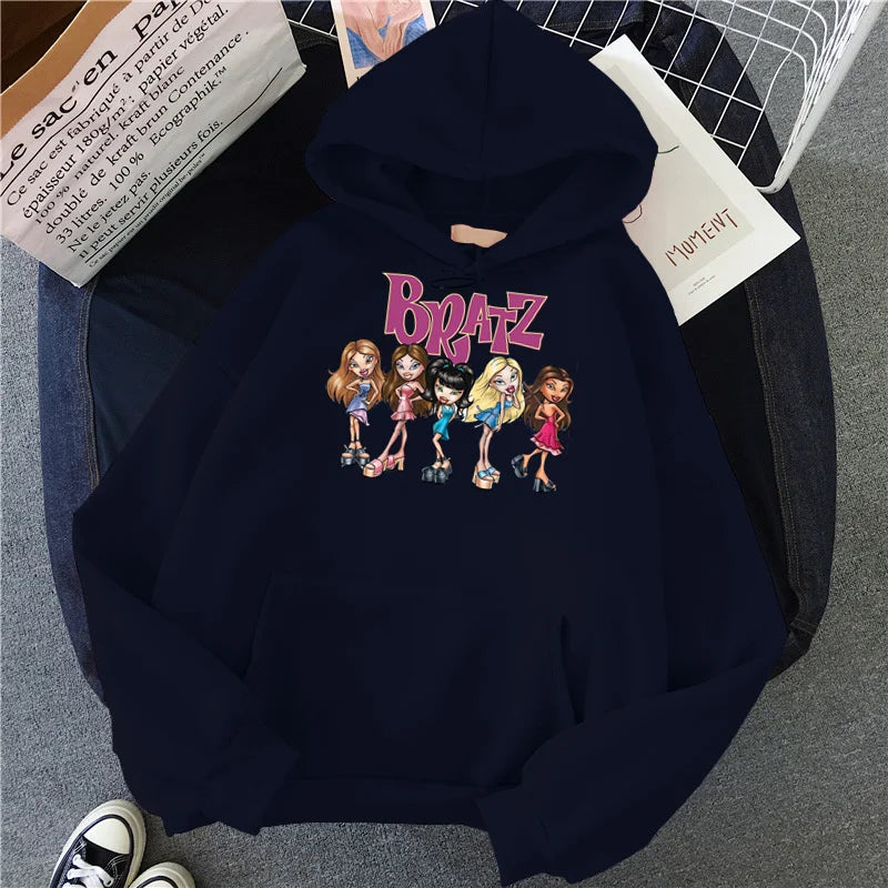 Bratz Letter Printed Plus Size Woman Hooded Sweatshirt Women Hoodie Hip Hop Long Sleeve Streetwear Unisex Male Clothes Tops