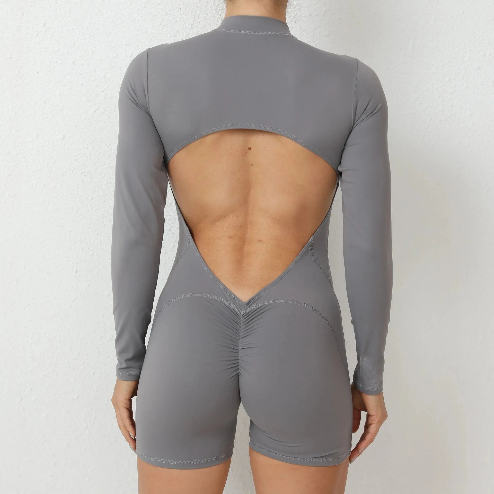 2025 Pad Zipper Long Sleeve Yoga Set Women One Piece Jumpsuit Gym Workout Shorts Fitness Bodysuit Sports Athletic Suit XP358