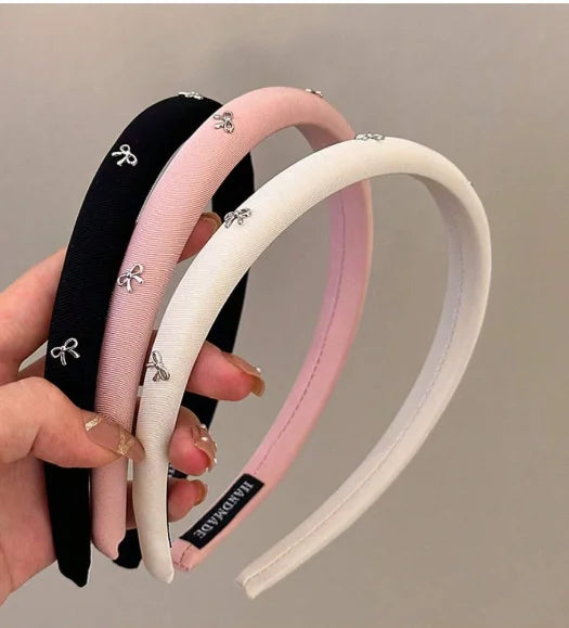 1pc/3pcs butterfly tie headband simple solid color fabric sponge head buckle headband accessory