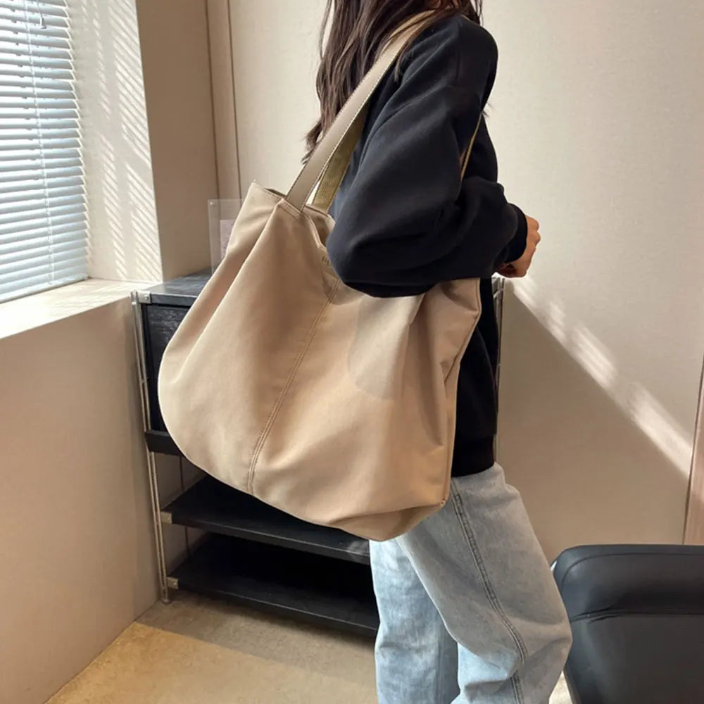 Casual Women's Bag New Large Capacity Canvas Tote Bag Lightweight Women Shoulder Bags Simple Style Female Handbags HJ8396