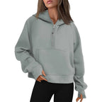 Half Zip Sweatshirts Cropped Hoodies Fleece Womens Quarter Zip Up Pullover Sweaters Fall Outfits 2024 Winter Clothes