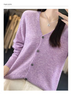 100 Merino Wool Knitted V-neck Sweater Women's Top Loose Korean Version Fashionable Versatile Autumn And Winter Cashmere Sweater