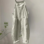 Casual Striped Print Sleeveless Jumpsuit Sling Big Pockets Wide Leg Summer Jumpsuit Women Female Clothing