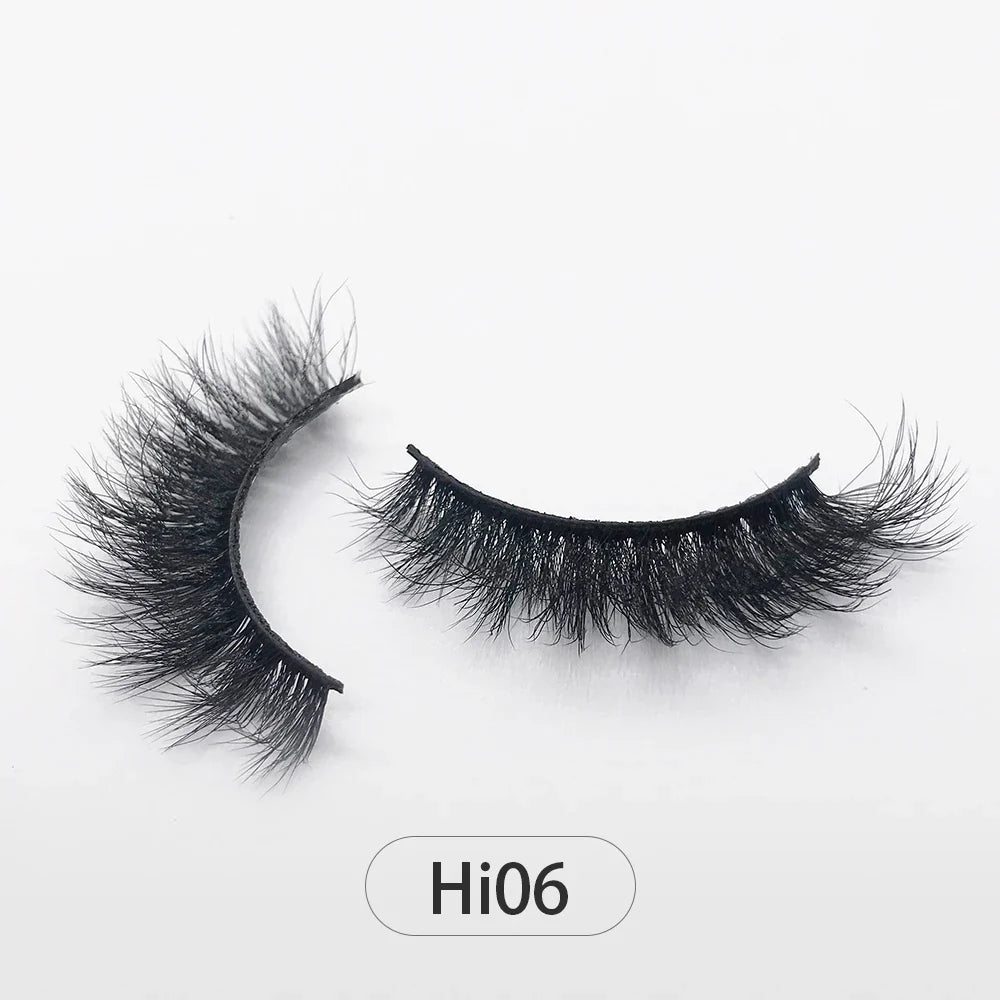 Dropshipping Reuseable Natural Long 12-15mm 3D Faux Mink Lashes Fluffy Volume False Eyelashes Cruelty Free Wispy Makeup Lashes