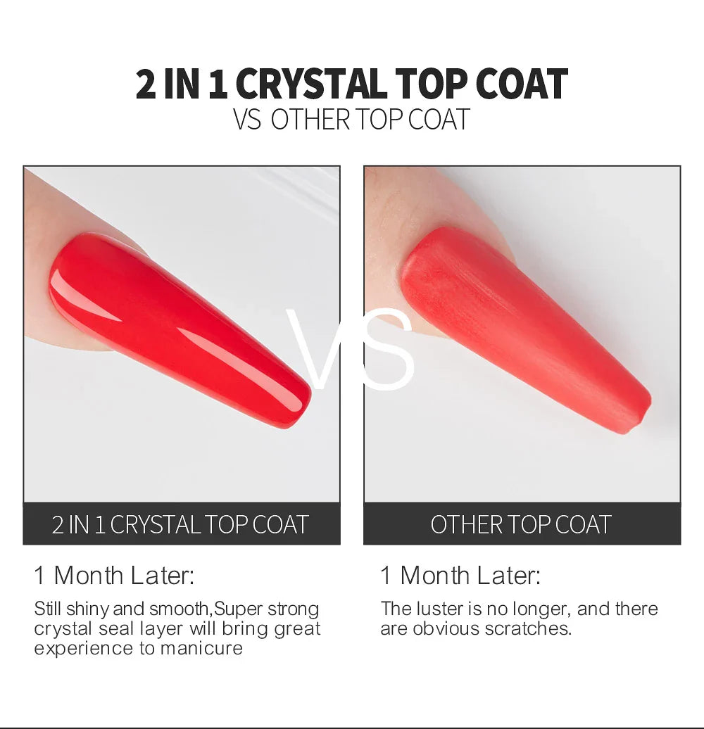 AWStorG15ml 2 IN 1 Crystal Top Coat Transparent Soak Off UV LED Nails Art Manicure Gel Nail Polish Varnishes Primer Function Gel