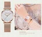 2025 New Women's Luxury Watch Matte Dial Japanese Quartz Movement Stainless Steel Mesh Strap Hannah Martin Brand Original Watch