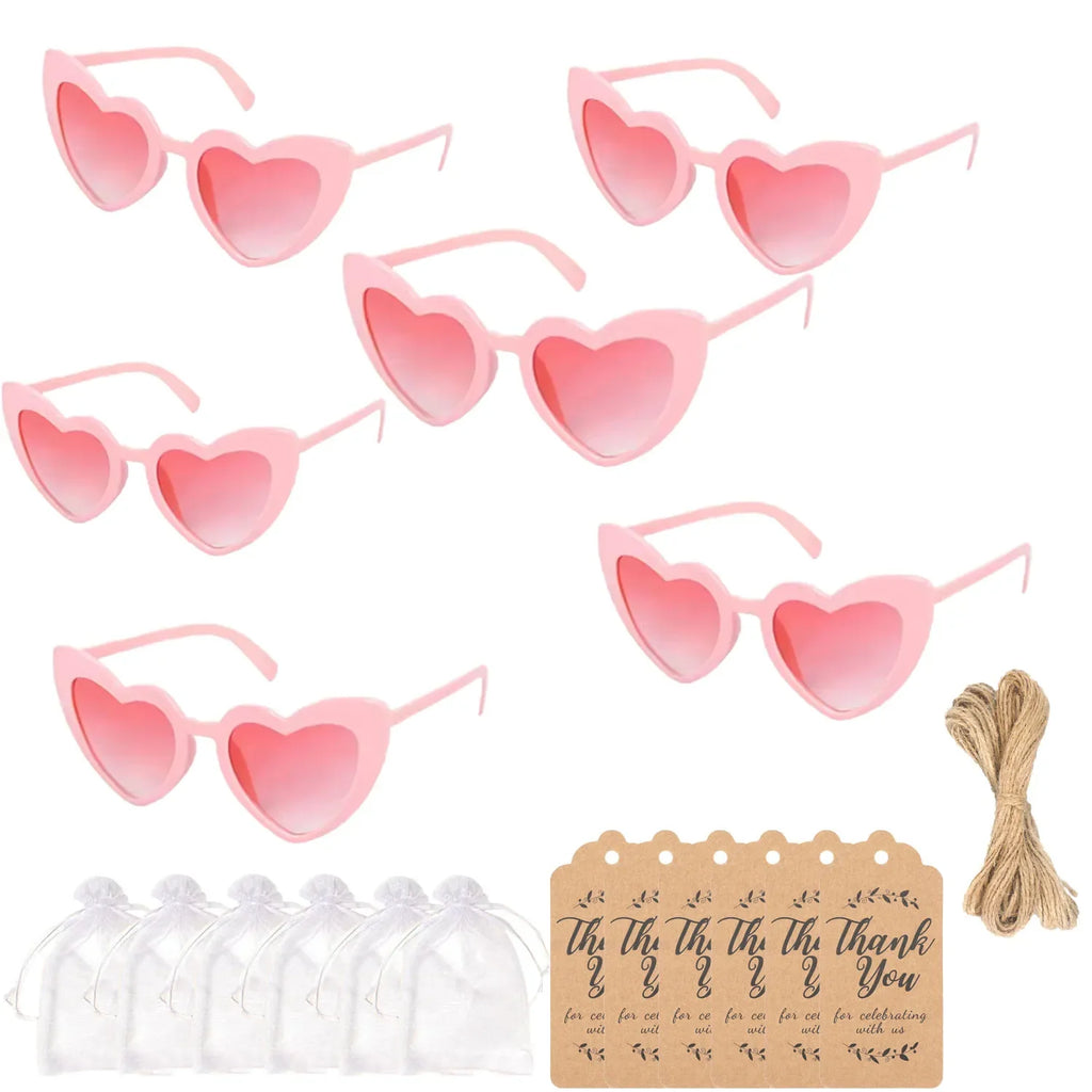 12-60Pcs Wedding Bridal Heart Shaped Sunglasses Party Favors Gift for Guests Bachelorette Hen Party Glasses Bridal Shower Decor