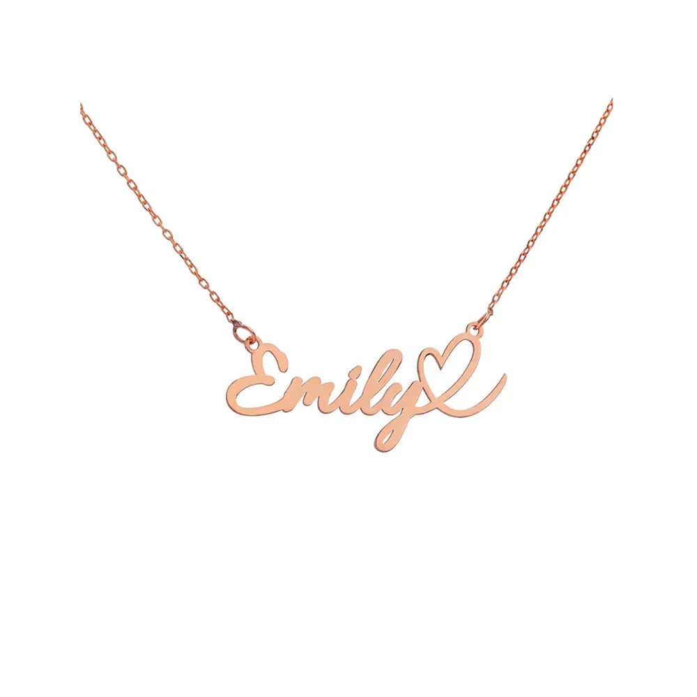 Custom Love Heart Name Necklace Personalized Letter Gold Pendant Stainless Steel Jewelry Fashion Trend Birthday Gift For Her