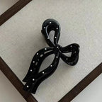 1pc black and white polka dot streamer bow grab clip luxury versatile shark clip hair clip hair grab elegant hair accessories