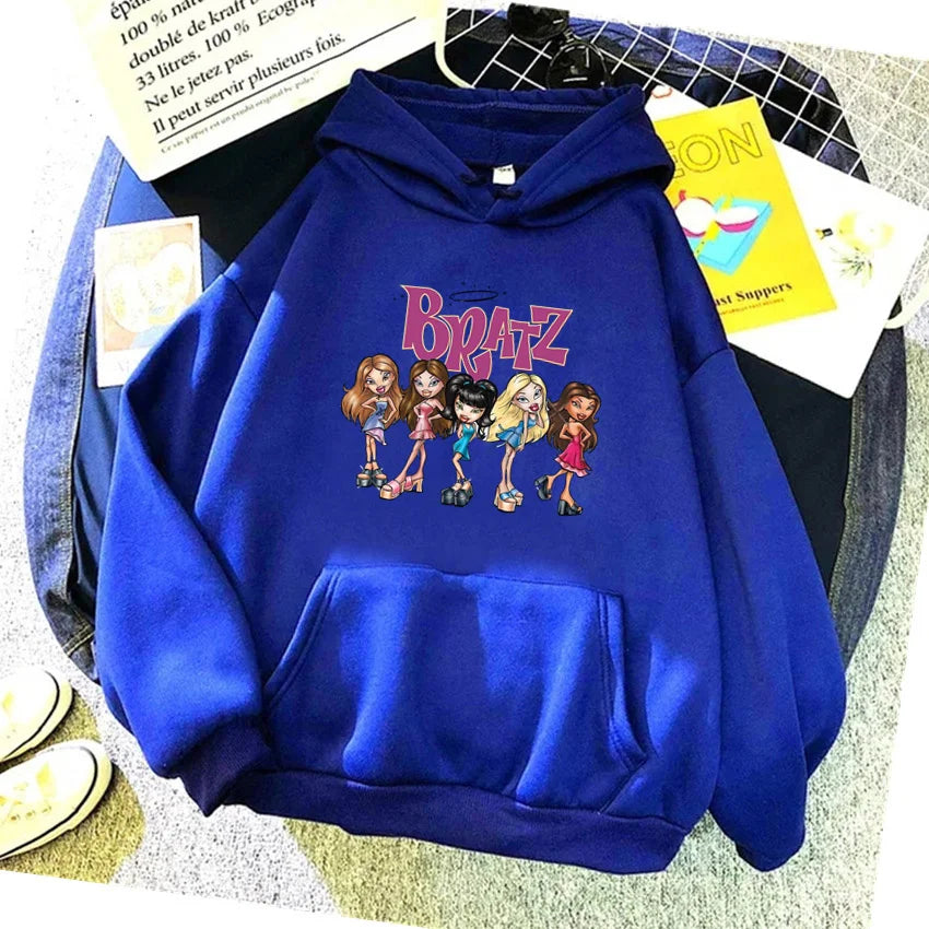 Bratz Letter Printed Plus Size Woman Hooded Sweatshirt Women Hoodie Hip Hop Long Sleeve Streetwear Unisex Male Clothes Tops