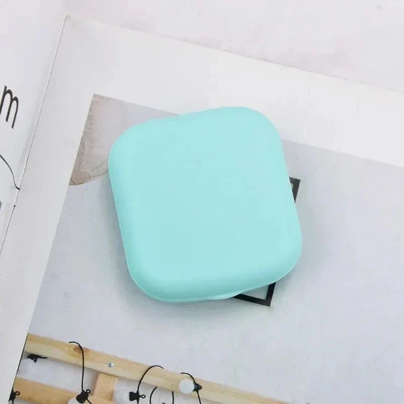 1pcs Mini Square Contact Lens Case with Mirror for Women Colorful Lens Box Eye Container Lovely Travel Kits