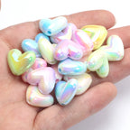 10pcs 15x17mm Macarons ABS Spacer Beads Gradients Heart Acrylic Beads For Diy Jewelry Making Bracelet Necklace Earrings Pendant