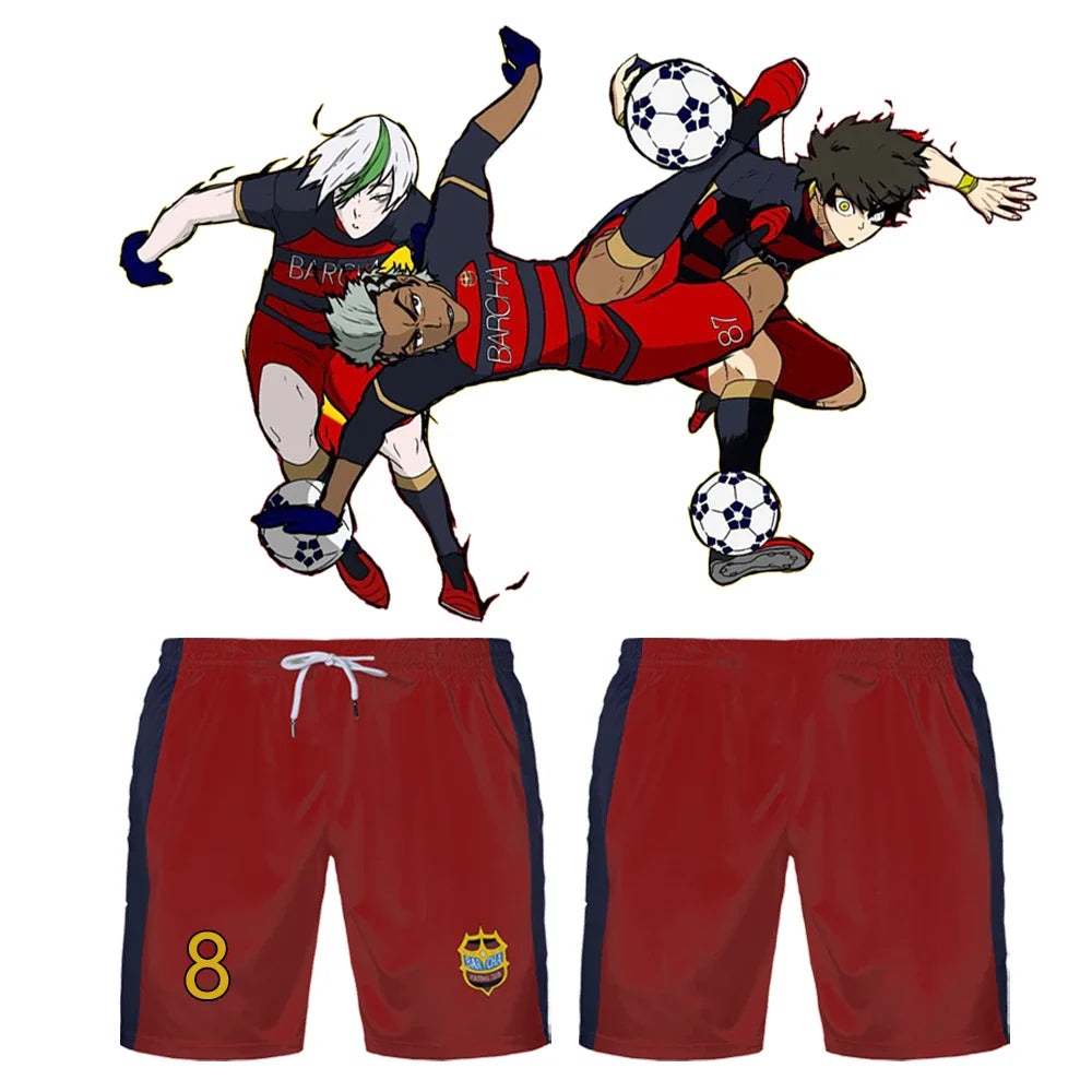 Blue Lock Anime FC Barcha Team Uniform BACHIRA Youth Football Training Breathable Quick-dry Shorts Unisex Sports Short Bottoms