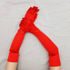 1 Pair Women Adult Black White Red Skin Opera/Elbow/Wrist Stretch Satin Finger Long Gloves Women Flapper Gloves Matching Costume