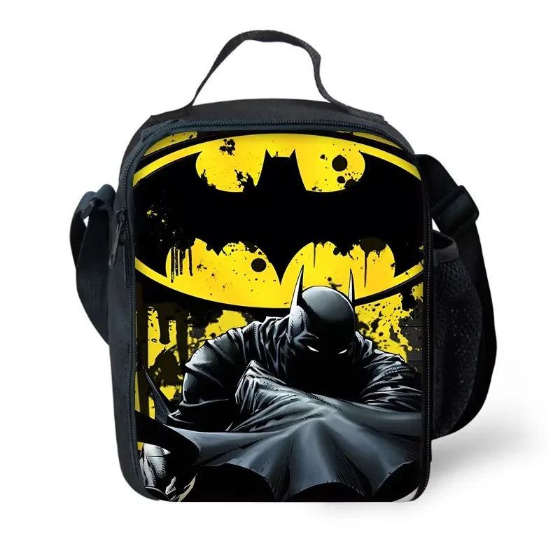 Child Superhero Batmans School Backpack with Lunch Bags ,Pencil Bags ,School Bags for Boys Girls Best Gift