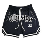 Chicago Basketball Shorts Men's Casual Sports Shorts Breathable Running Training Five Points PantsMesh Fitness Short Trousers