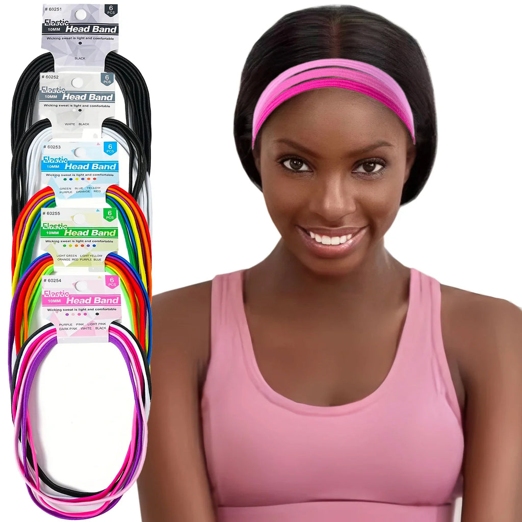 6/8PCS Unisex Sports Elastic Thin Headband Non-Slip Women Men Yoga Hair Bands Sweatband Football Running Biking Sports Hairband