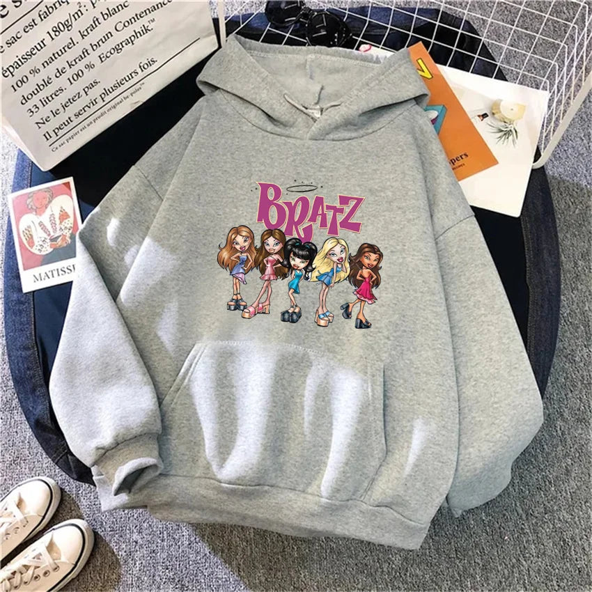 Bratz Letter Printed Plus Size Woman Hooded Sweatshirt Women Hoodie Hip Hop Long Sleeve Streetwear Unisex Male Clothes Tops