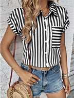 Casual Loose Striped Shirts For Women 2024  Women's  Shirts And Blouses Fashion Elegant Youth Female Tops