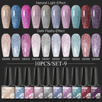 10PCS/Set Gel Nail Polish Set 125 Colors Glitter Semi Permanent Hybrid Gel Varnishes Base Top Coat Soak Off UV LED Nail Art Gel