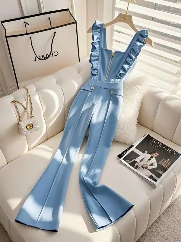2025 Blue Suspender Jumpsuit Spring New Trendy Popular Beautiful Unique High-End Elegant Goddess Style Pants for Women