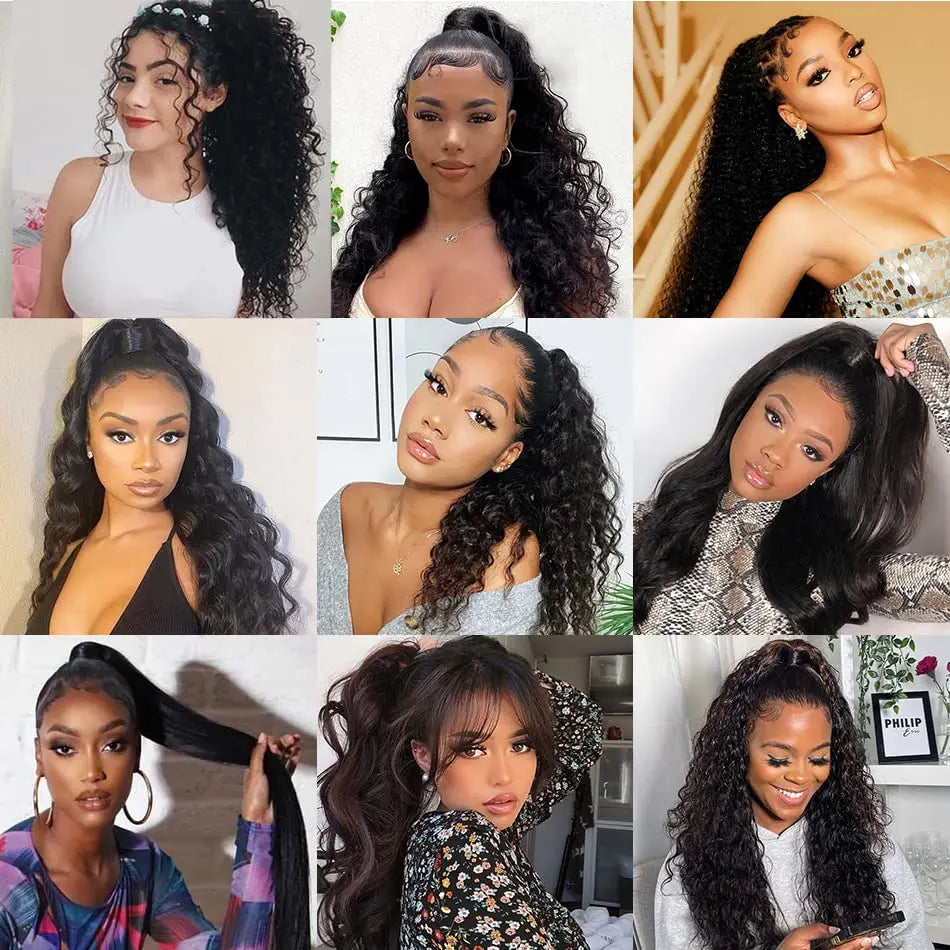 100G Ponytail Human Hair Extensions Straight Wrap Around Horsetail 100% Remy Human Hair 10"-32" Ponytail Extension for Women