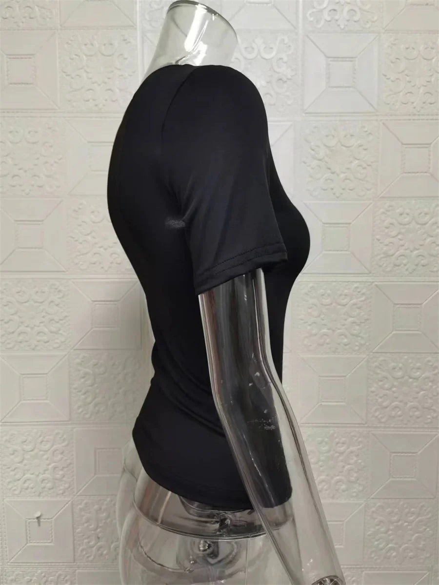 2025 Spring New Short Sleeve T-Shirt Women Solid Simple Casual Soft All-Match Hot Basic Crop Tops Tees Summer Fashion Slim Fit T