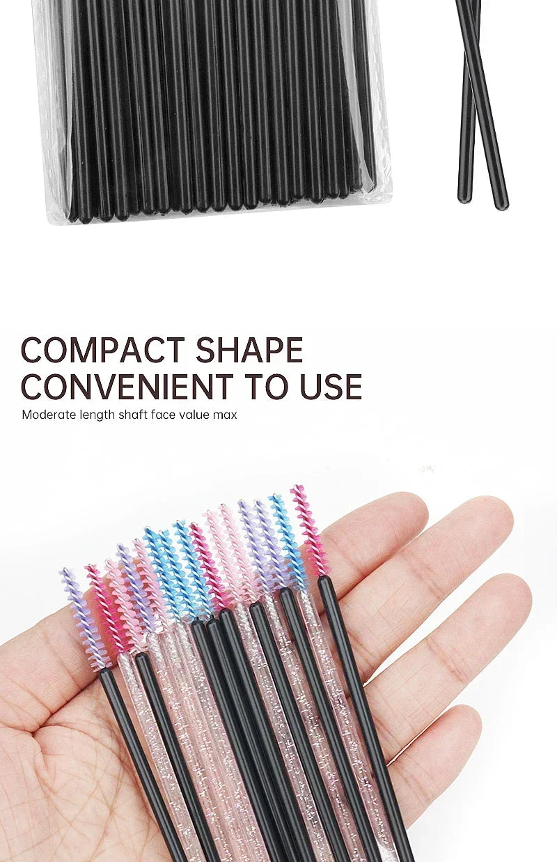 50pcs Grafted eyelashes Single color disposable eyelash brush Spiral eye Makeup Eyelash curler makeup brush cosmetic tools