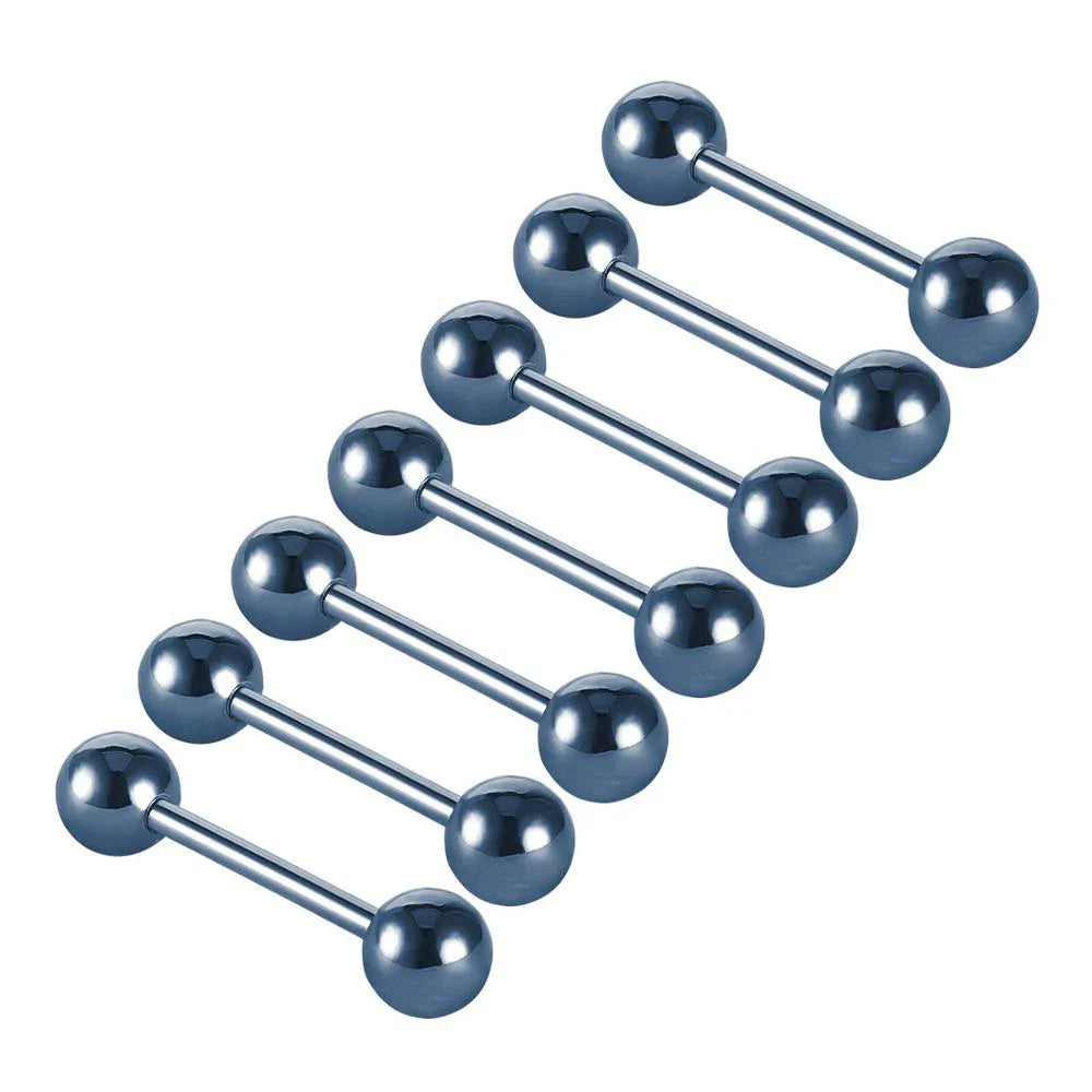 7pcs/lot Titanium Plated Piercing Tongue Rings Bars Girls 14G Tongue Piercing Barbells Stainless Steel Body Jewelry SD84