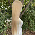 Blonde Mixed Color Synthetic Full Lace Wigs for Black Women Heat Resistant 26 Inch Long Straight Full Hand Tied Free Part 150%
